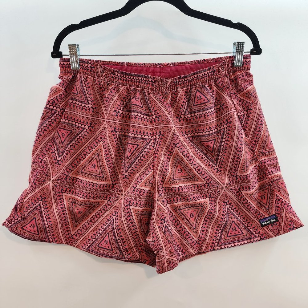 Patagonia Women's Baggies Shorts Bermuda Triangle Craft Pink Aztec Geometric Lg